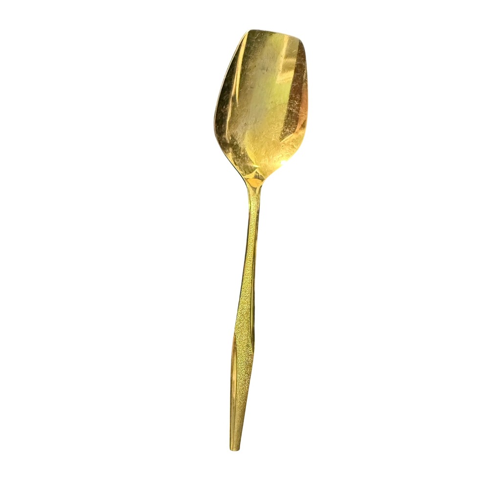 Vintage Florentine Gold Electroplated Sugar Shell Spoon Textured Handle Flatware